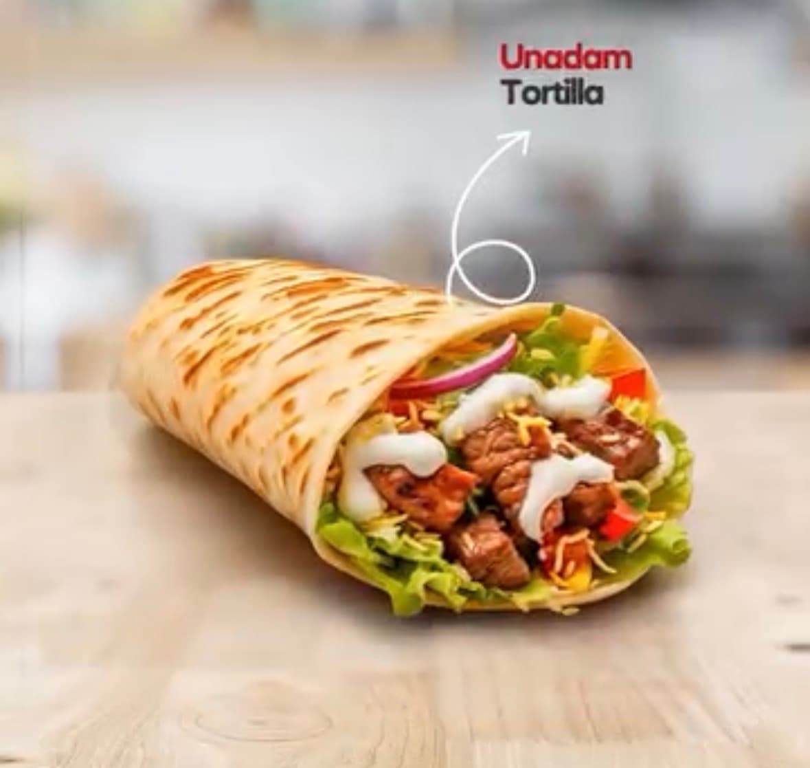 Tortilla wholesale product gallery — burrito wrap with beef and vegetables — large format tortilla supply